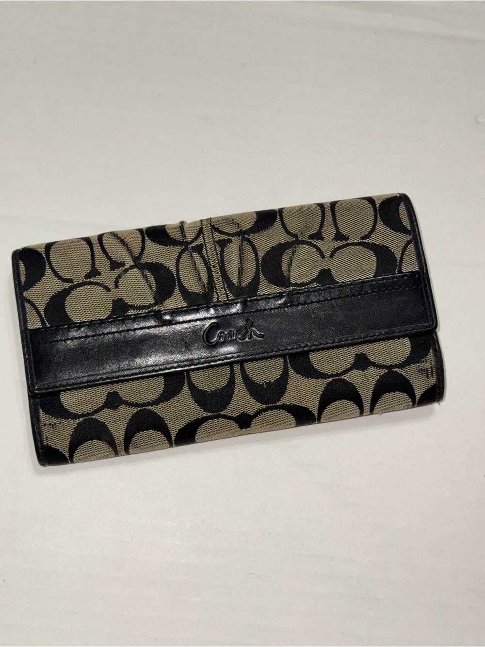 Coach Signature Canvas Wallet in Khaki and Black